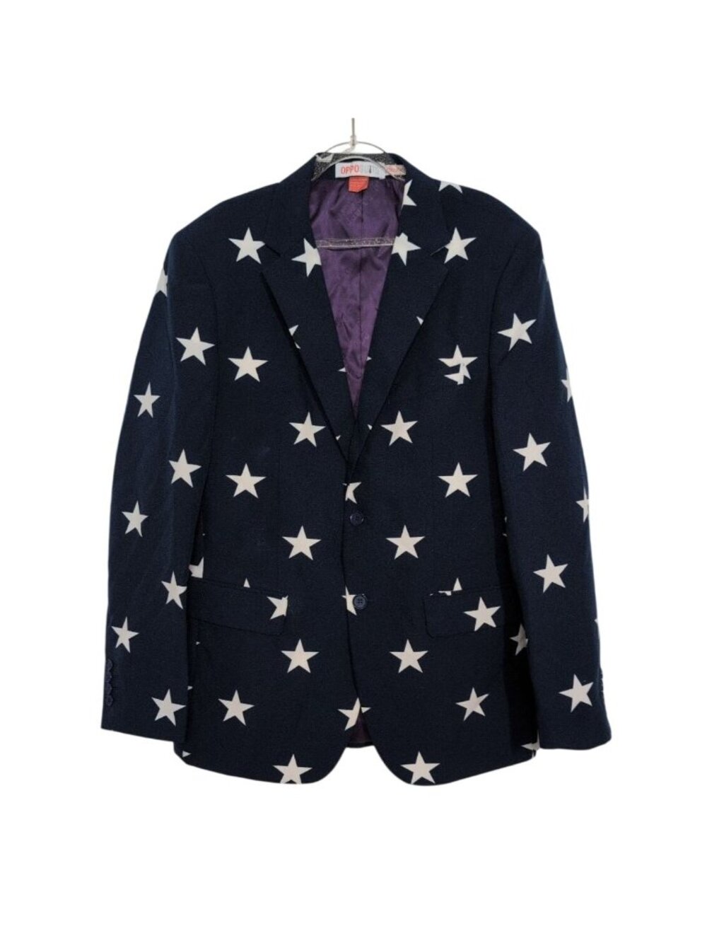 OppoSuits Star Spangled Blazer Mens Size 40 Blue Patriotic Lined 2 Button Jacket